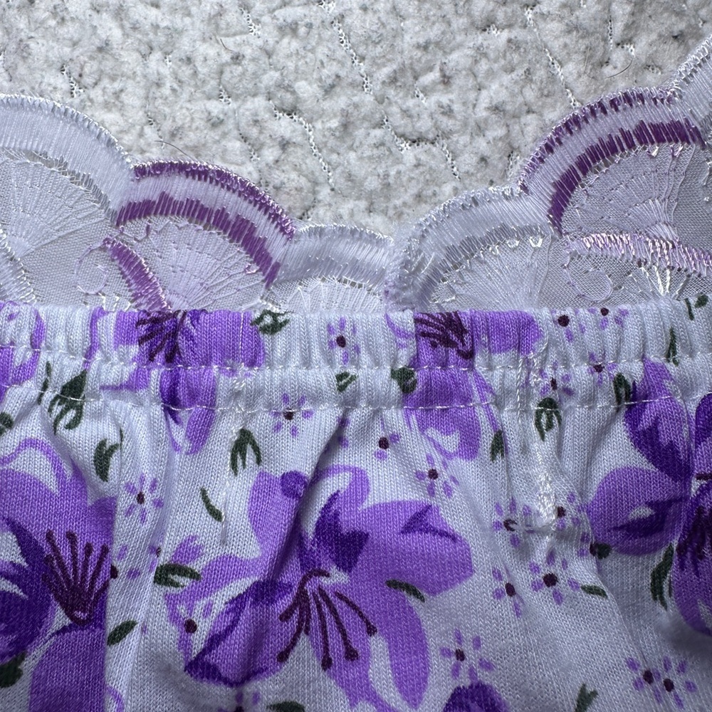LATI Fashion Cozy Sleeveless Floral Pajama Short Set Size XL Feminine Dainty - Picture 7 of 7